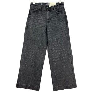 a.n.a. Women's Wide Leg Stretch Embellished Onyx Black Denim Jeans Size 6 NWT